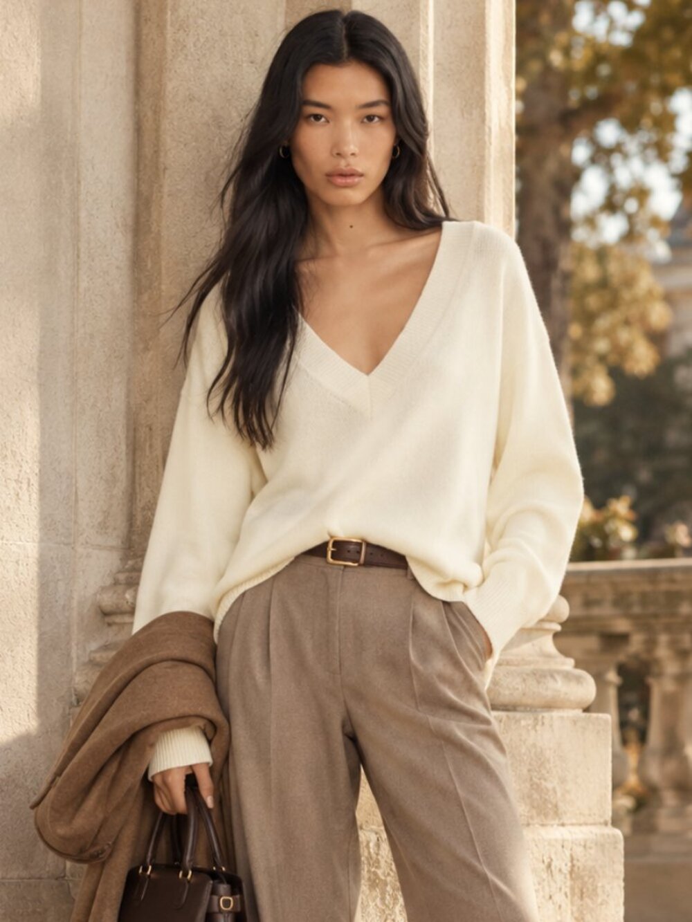 NWT Aritzia The Group by Babaton Nostalgia Merino Wool Sweater V-Neck Size S